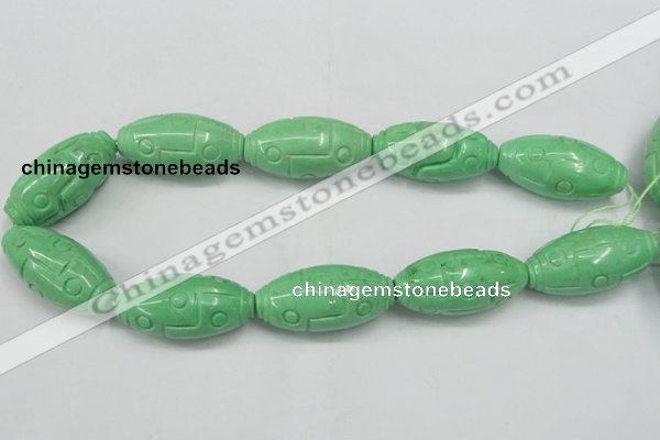 CTU889 15.5 inches 20*40mm carved rice dyed turquoise beads