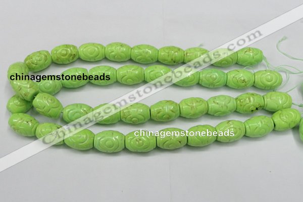 CTU891 15.5 inches 14*20mm carved rice dyed turquoise beads