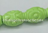 CTU893 15.5 inches 18*25mm carved rice dyed turquoise beads