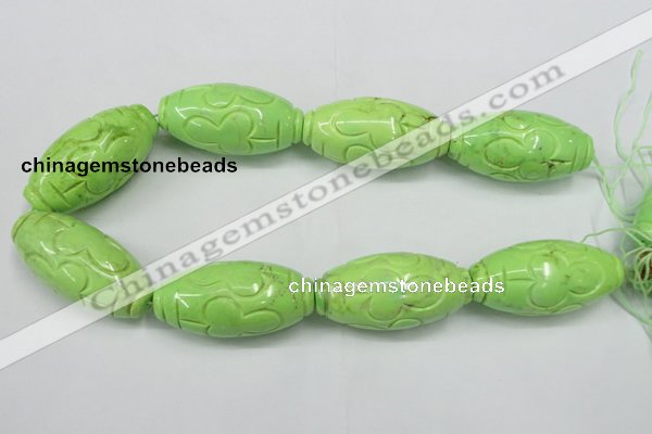 CTU894 15.5 inches 25*50mm carved rice dyed turquoise beads