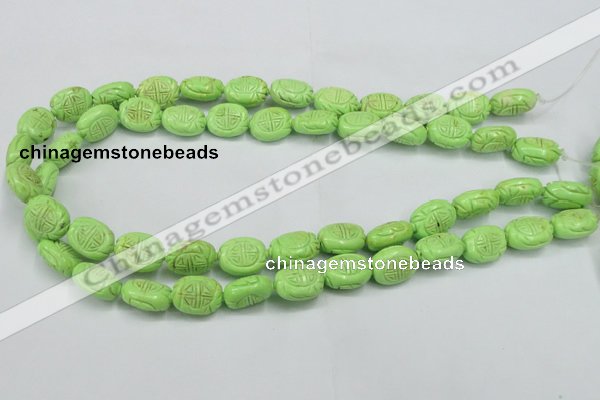 CTU895 15.5 inches 12*15mm carved oval dyed turquoise beads