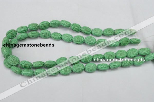 CTU896 15.5 inches 12*15mm carved oval dyed turquoise beads