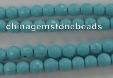 CTU910 15.5 inches 4mm faceted round synthetic turquoise beads