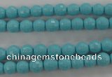CTU911 15.5 inches 6mm faceted round synthetic turquoise beads