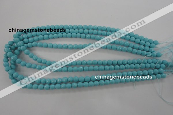 CTU911 15.5 inches 6mm faceted round synthetic turquoise beads