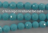 CTU912 15.5 inches 8mm faceted round synthetic turquoise beads