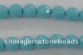 CTU913 15.5 inches 10mm faceted round synthetic turquoise beads