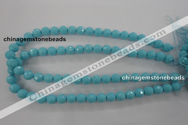 CTU913 15.5 inches 10mm faceted round synthetic turquoise beads