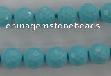 CTU914 15.5 inches 12mm faceted round synthetic turquoise beads