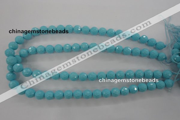 CTU914 15.5 inches 12mm faceted round synthetic turquoise beads