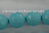 CTU915 15.5 inches 14mm faceted round synthetic turquoise beads