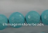 CTU916 15.5 inches 16mm faceted round synthetic turquoise beads