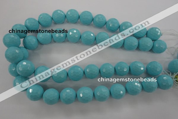 CTU916 15.5 inches 16mm faceted round synthetic turquoise beads