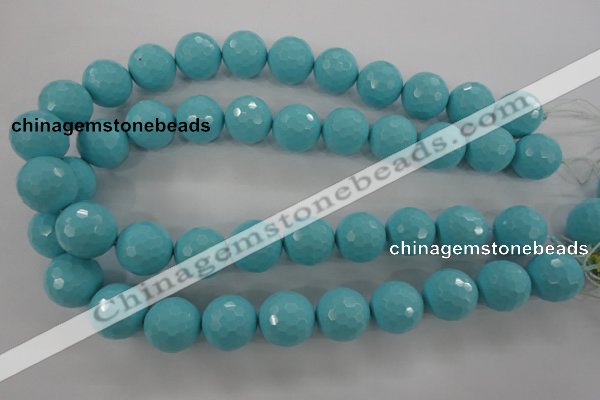 CTU917 15.5 inches 18mm faceted round synthetic turquoise beads