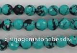 CTU932 15.5 inches 8mm faceted round synthetic turquoise beads