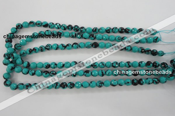 CTU932 15.5 inches 8mm faceted round synthetic turquoise beads