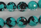 CTU935 15.5 inches 14mm faceted round synthetic turquoise beads