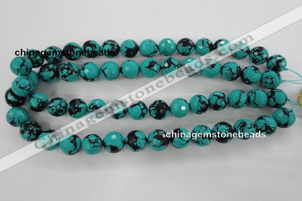 CTU935 15.5 inches 14mm faceted round synthetic turquoise beads