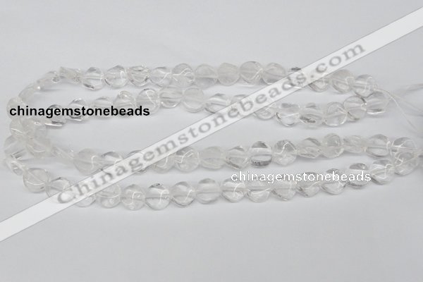 CTW01 15.5 inches 12mm twisted coin white crystal beads wholesale