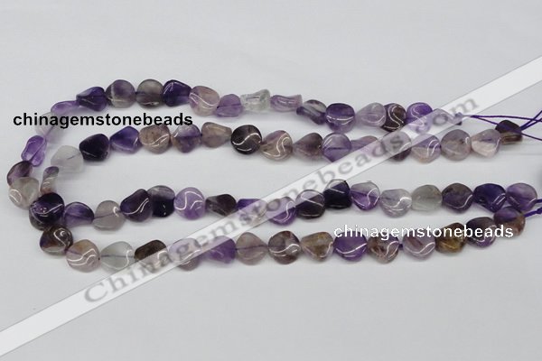 CTW02 15.5 inches 12mm twisted coin amethyst beads wholesale