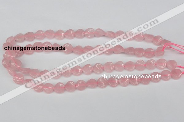 CTW04 15.5 inches 12mm twisted coin rose quartz beads wholesale