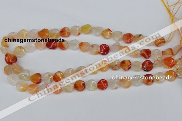 CTW05 15.5 inches 12mm twisted coin agate gemstone beads wholesale