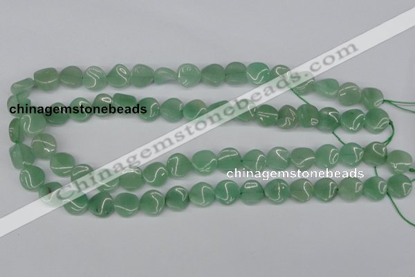 CTW07 15.5 inches 12mm twisted coin green aventurine beads wholesale