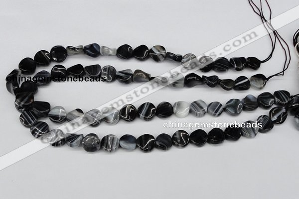 CTW09 15.5 inches 12mm twisted coin botswana agate beads wholesale