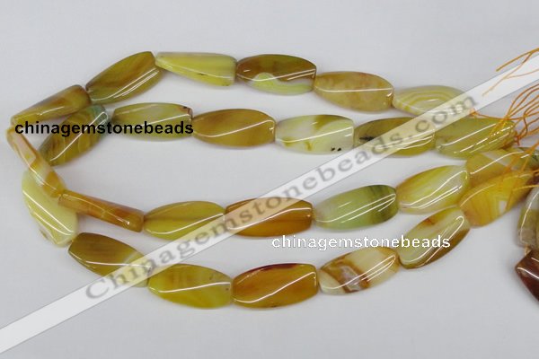 CTW101 15.5 inches 15*30mm twisted rectangle agate beads wholesale