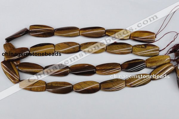 CTW103 15.5 inches 15*30mm twisted rectangle tiger eye beads