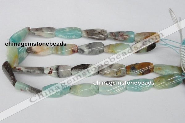 CTW104 15.5 inches 15*30mm twisted rectangle amazonite beads