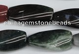 CTW105  15.5 inches 15*30mm twisted rectangle moss agate beads