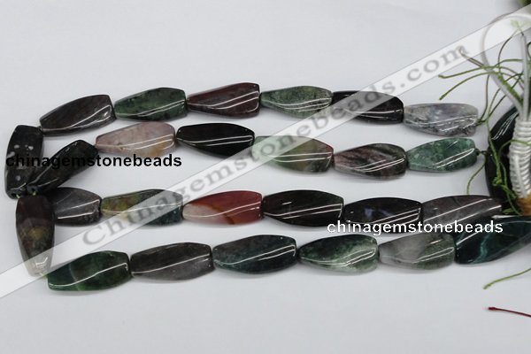 CTW105  15.5 inches 15*30mm twisted rectangle moss agate beads