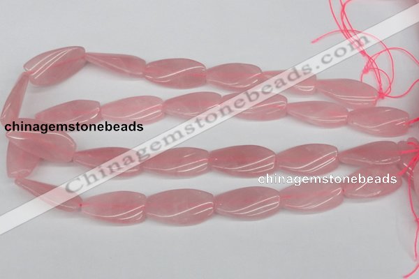 CTW106 15.5 inches 15*30mm twisted rectangle rose quartz beads