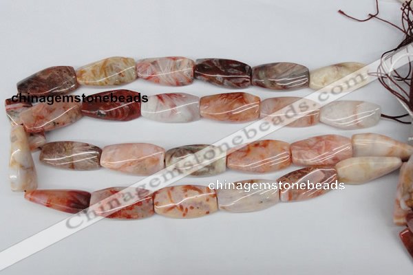 CTW107 15.5 inches 15*30mm twisted rectangle agate beads wholesale