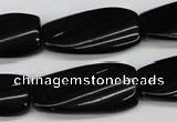 CTW108 15.5 inches 15*30mm twisted rectangle black agate beads