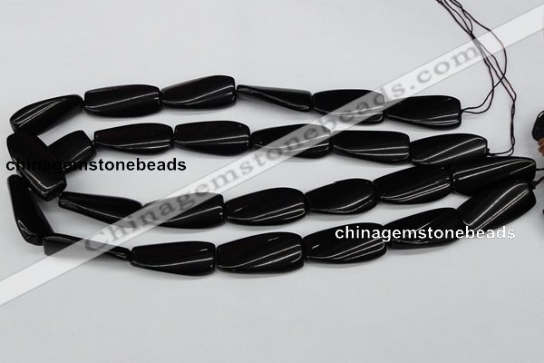 CTW108 15.5 inches 15*30mm twisted rectangle black agate beads