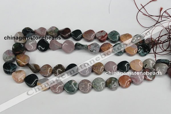 CTW11 15.5 inches 16mm twisted coin Indian agate beads wholesale