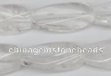 CTW110 15.5 inches 15*30mm twisted rectangle white crystal beads