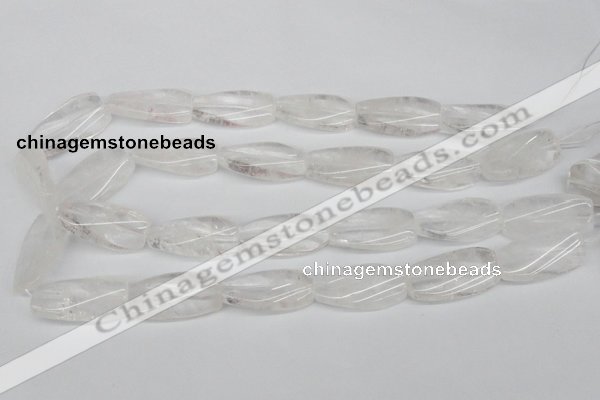 CTW110 15.5 inches 15*30mm twisted rectangle white crystal beads