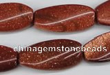 CTW112 15.5 inches 15*30mm twisted rectangle goldstone beads