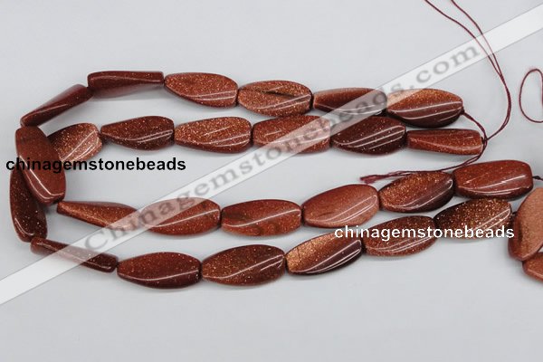 CTW112 15.5 inches 15*30mm twisted rectangle goldstone beads