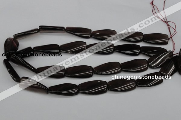 CTW114 15.5 inches 15*30mm twisted rectangle smoky quartz beads