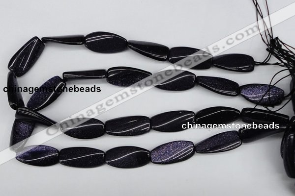 CTW118 15.5 inches 15*30mm twisted rectangle blue goldstone beads