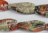 CTW119 15.5 inches 15*30mm twisted rectangle rainforest agate beads