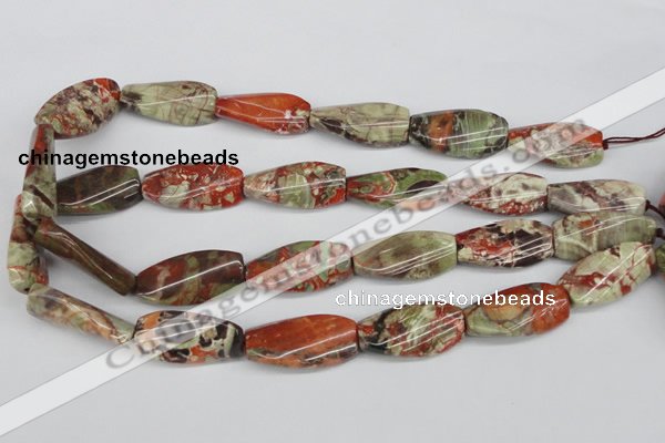 CTW119 15.5 inches 15*30mm twisted rectangle rainforest agate beads