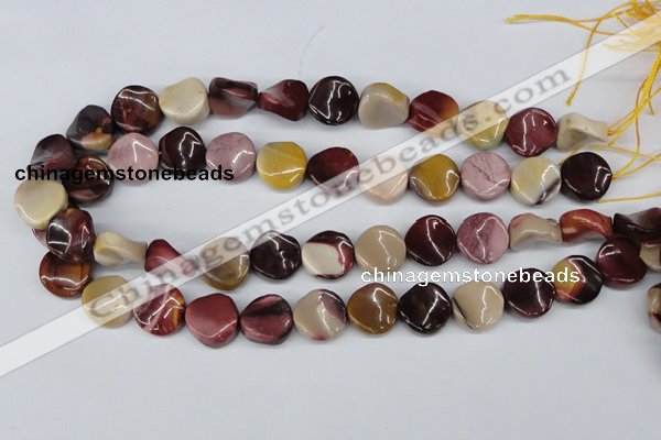 CTW12 15.5 inches 16mm twisted coin mookaite gemstone beads