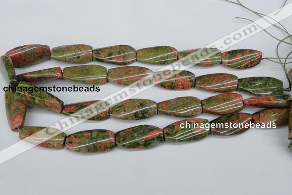 CTW120 15.5 inches 15*30mm twisted rectangle unakite gemstone beads