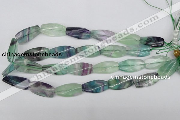 CTW121 15.5 inches 15*30mm twisted rectangle fluorite gemstone beads