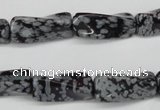 CTW122 15.5 inches 10*20mm twisted trihedron snowflake obsidian beads